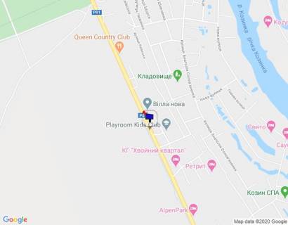 Билборд A в с. Козине Конча-Заспа, траса Р-02, км 31+000 право, котеджне містечко "Олександрівське", навпроти клініки "Health life" схема