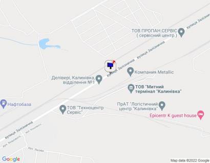 Билборд B в Калиновке, 6х3  смт. Калинівка, вул. Залізнична, за 1,5км до повороту на автошлях Т-1038 та АЗС МОТТО, за 980м до АЗС MARSEL, через 2,4км після виїзду на трасу М-05 Київ-Одеса схема