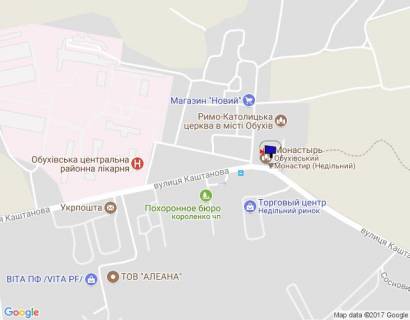 Билборд B в Обухове м. Обухів, вул.. Каштанова, 22 (біля монастиря) схема