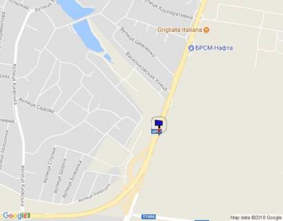 Билборд A в Глевахе, 6х3  смт. Глеваха, траса М-05 Київ-Одеса, км 26+030 ліво, біля розв'язки на м. Васильків, за 55м до автобусної зупинки схема