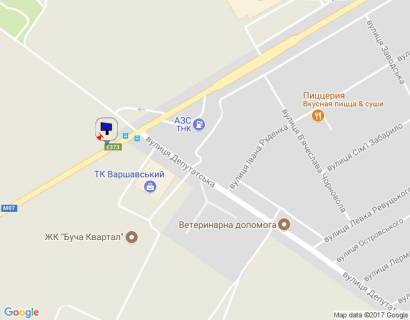 Билборд B в Буче, 6х3  м. Буча, траса М-07 "Київ-Ковель", км 30+150 право, вул. Нове Шосе, перехрестя з вул. Депутатська, за ТЦ Модуль, навпроти ЖК "Варшавський", ЖК "Буча-Квартал" схема
