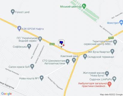 Билборд A в Ворзеле, 6х3  м. Буча, траса М-07 "Київ-Ковель", км 31+050 право, навпроти АЗС Лукойл, через 100м після повороту на смт. Ворзель схема