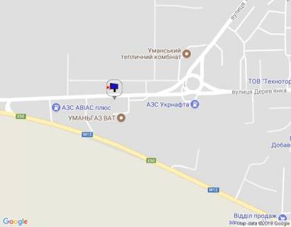 Билборд A в Умане м. Умань, вул. Дерев'янка, за 80м до автобусної зупинки та 200м до розв'язки з вул. Теплична, через 500м після повороту з траси М-12  схема