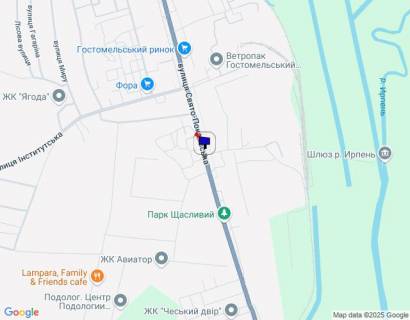 Билборд A в Гостомеле, 6х3  смт. Гостомель, вул. Свято-Покровська, 3-А, біля перетину з вул. Вербицького схема