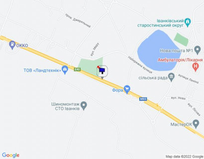 Билборд B в Иванков, 6х3  с. Іванків, харківська траса, траса М-03 "Київ-Харків", км 46+200 ліво, за 250м до магазину Фора, за 550м до автобусної зупинки та повороту на вул. Пролетарська, через 850м після АЗС ОККО схема
