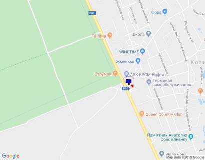 Билборд A в с. Козине, 6х3  Конча-Заспа, траса Р-01, км 29+950 ліво, автобусна зупинка "Козин-2", за 130м до повороту на вул. Партизанська, за 210м до супермаркету "FAVORE", через 300м після заміської резиденції "QUEEN", клуб "SPORT LIFE" схема