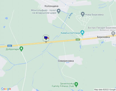 Билборд B на трассах Киевской области, 6х3  Траса М-06 "Київ-Чоп" (Житомир), км 41+370 ліво, поворот на котеджне містечко "Німецька слобода" схема
