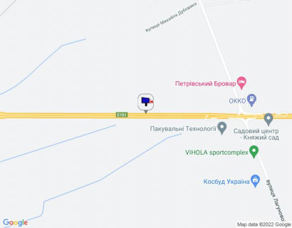 Билборд A в Бровары, 6х3  м. Бровари, траса М-01 "Київ-Чернігів-Нові Яриловичі", км 22+550 ліво, об'їзд м. Бровари, через 750м після перетину Переяславський шлях (кол. Осипова) та вул. Лагунової, ресторану "Петрівський Бровар" та АЗС ОККО, за 1.7км до повороту на вул. Анатолія схема