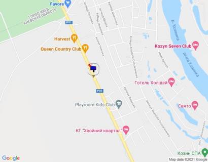 Билборд A в с. Козине, 6х3  Конча-Заспа, траса Р-01, км 30+700 право, через 50м після комплексу "QUEEN COUNTRY CLUB", за 270м до клініки "VIVA" схема