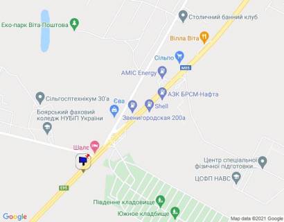 Билборд B в с. Вита-Почтовая, 6х3  с. Віта-Поштова, траса М-05 Київ-Одеса, км 22+365 ліво, через 330м після повороту на Боярку схема