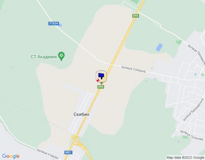 Билборд B в Скибине, 6х3  с. Скибин, чернігівська траса, траса М-01 "Київ-Чернігів-Нові Яриловичі", км 39+450 ліво, вул. Київська, за 950м до повороту на с. Велика Димерка, за 1.1км до АЗС "АМІК" схема