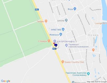 Билборд B в с. Козине, 6х3  Конча-Заспа, траса Р-01, км 29+950 ліво, автобусна зупинка "Козин-2", через 130м після повороту на вул. Партизанська, через 210м після супермаркету "FAVORE", за 300м до заміської резиденції "QUEEN", клуб "SPORT LIFE" схема