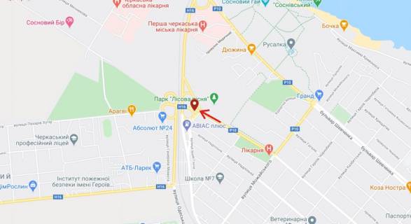 Билборд B в Черкассах, 3в*6ш  вул. Лісова Просіка виїзд з міста схема