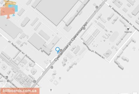 Билборд A в Черкассах ул. Сумгаитская (супермаркет «Фуршет») схема