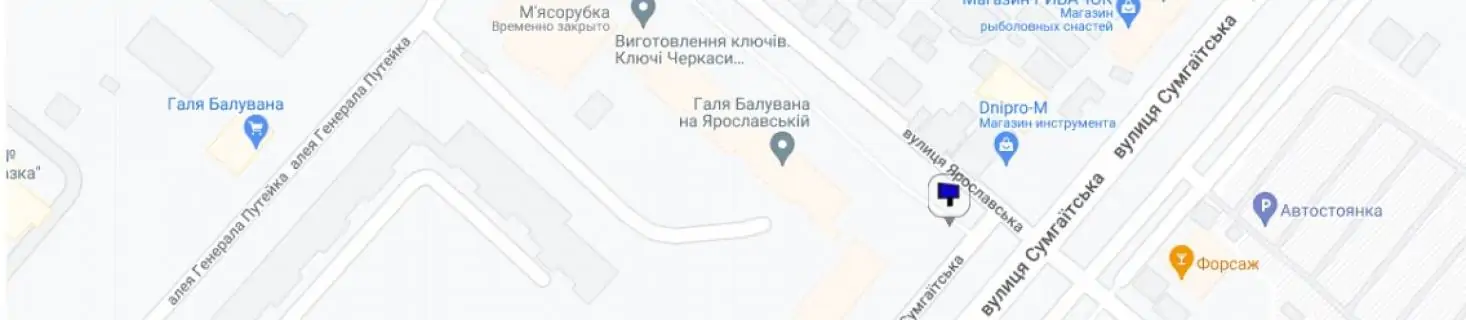 Білборд, Бігборд (Борд)  + у Черкасах, 3в*6ш  вул. Сумгаїтська –  вул. Ярославська схема