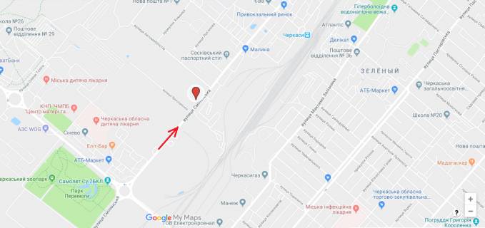 Билборд B в Черкассах, 3в*6ш  вул. Смілянська, 122, біля ЧПК схема