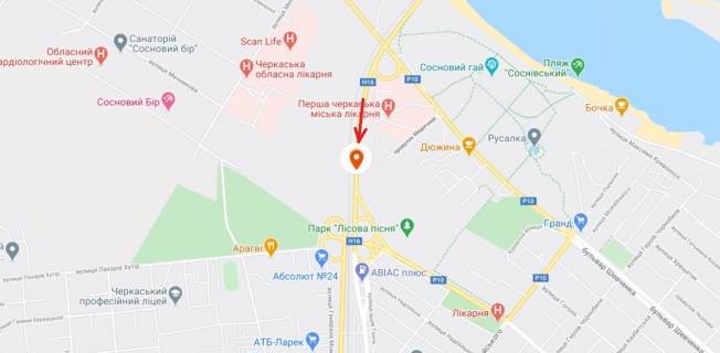 Нестандарт A в Черкассах, 3в*6ш  Золотоніське шосе - вул. Лісова Просіка АРКА  (в'їзд в місто) схема