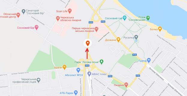Нестандарт A в Черкассах, 3в*6ш  Золотоніське шосе - вул. Лісова Просіка АРКА (виїзд з міста) схема