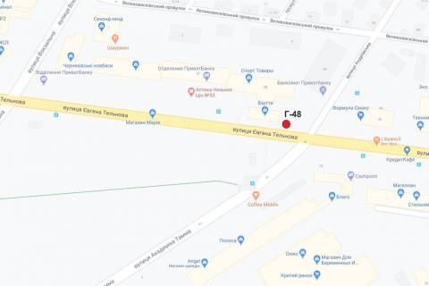Білборд, Бігборд (Борд)  A у Кропивницький (Кіровоград) Євгена Тельнова вул (Правди просп.)/Соборна вул. ( 50 років Жовтня) схема