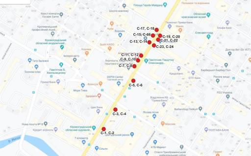 Ситилайт B в Кропивницкий (Кировоград) вул. В.Перспективна/вул.Преображенська  схема