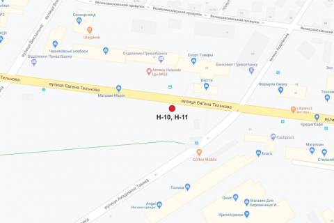 Билборд A в Кропивницкий (Кировоград) вул. Євгенія Тельнова (пр-т.Правди) схема