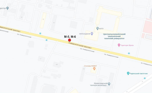 Білборд, Бігборд (Борд)  B у Кропивницький (Кіровоград), 3х6  проспект Університетський (КНТУ) схема
