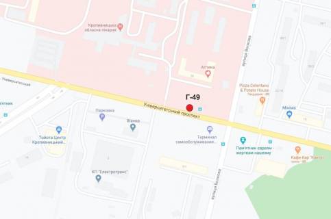 Билборд A в Кропивницкий (Кировоград) пр-т Университетський схема
