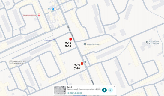 Ситилайт B в Кропивницкий (Кировоград), 1,2х1,8  вул. Незалежності, 26 (вул. Попова) схема