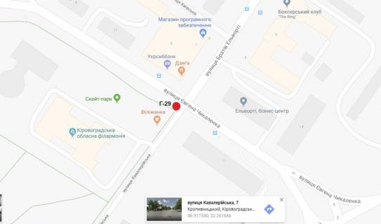 Билборд A в Кропивницкий (Кировоград) вул. Євгена Чикаленка (вул. Медведєва) схема