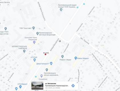 Билборд B в Кропивницкий (Кировоград) вул. Вокзальна (вул.Жовтневої Революції)  схема