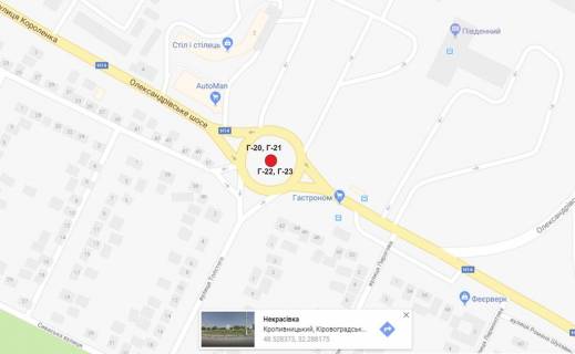 Билборд A в Кропивницкий (Кировоград) вул.Короленко, стела на транспортному колі схема