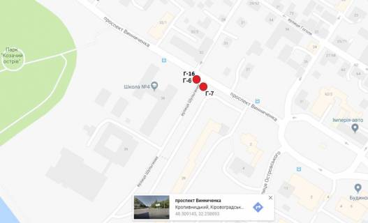 Билборд A в Кропивницкий (Кировоград), 3х6  пр-т Винниченко/вул.Шульгіних (Калініна) схема