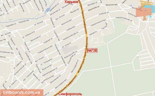 Билборд A в Запорожье Симферопольская тр._ул.Музыкальная схема