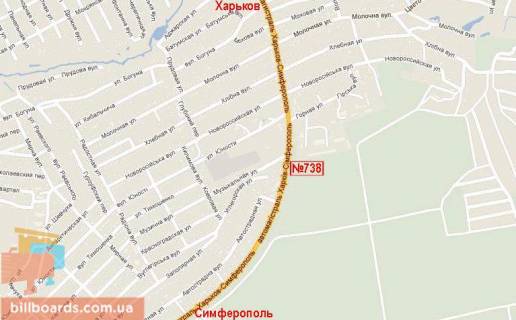 Билборд B в Запорожье Симферопольская тр._ул.Музыкальная схема