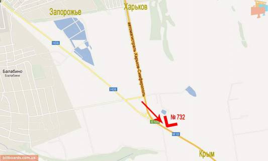 Билборд B в трассах Запорожья Симферопольская тр._АЗС ВОГ(302 км) схема