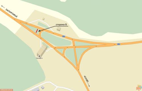 Билборд A в Токмаке Б. Хмельницького- выезд на Запорожье, пост ГАИ схема