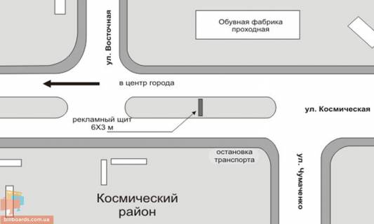 Призма A в Запорожье, 3х6  Космическая-Восточная (из города) - 14756 схема
