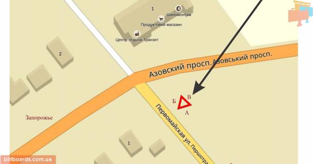 Билборд A в Кирилловке Азовский пр-т - Первомайская ул. схема