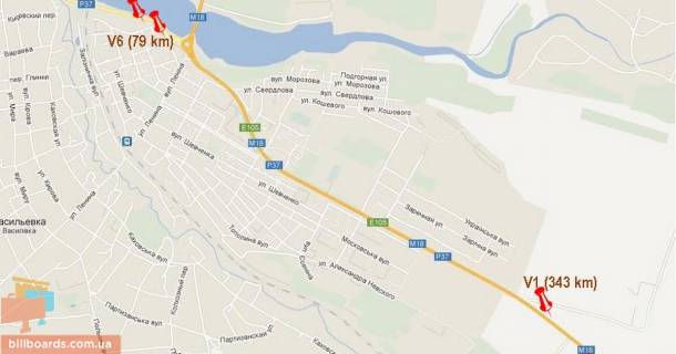 Билборд B в Васильевке Симферопольская тр. - поворот Токмак схема