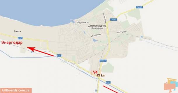Билборд B в Васильевке тр.Энергодар-Васильевка_43 км,ЖД переезд схема