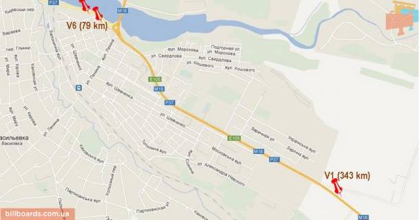 Billboard B in Vasylivka tr.Energodar-Vasil'evka_77km, Beregovaa 62 scheme