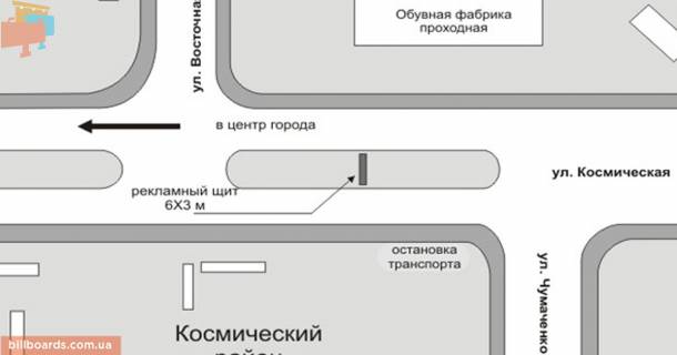 Призма A в Запорожье, 3х6  Космическая-Восточная (из города) - 165142 схема