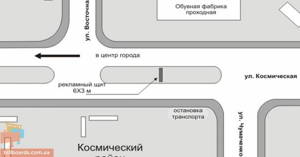 Призма A в Запорожье, 3х6  Космическая-Восточная (из города) - 165143 схема