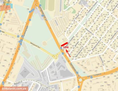 Билборд  в Днепр (Днепропетровск) Запорожское Шоссе - ул. Генерала Пушкина, подстанция, ТЦ Дафи схема
