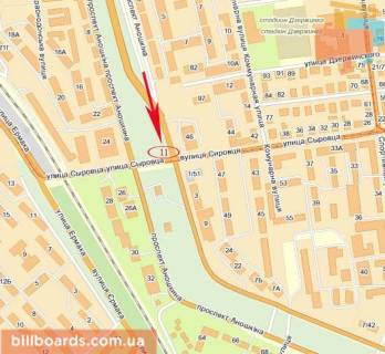Билборд  в Каменское (Днепродзержинск) пр-т Аношкіна - пр-т Т. Шевченка схема