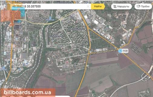 Билборд  в Днепр (Днепропетровск) вул. Яснополянська - вул. Старокодацька, до аеропорту, на світлофорі схема