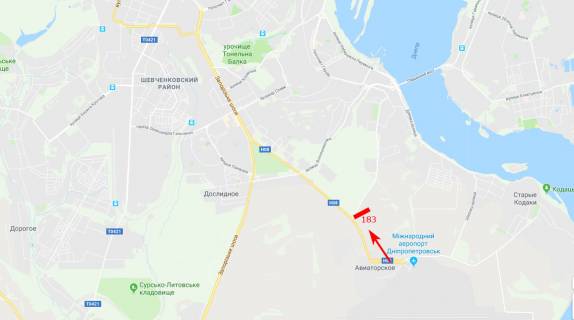Билборд  в Днепр (Днепропетровск) Траса з аеропорту, в сторону м. Дніпро схема