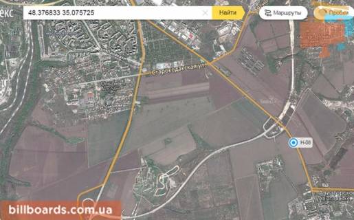 Білборд, Бігборд (Борд)   у Дніпро (Дніпропетровськ) Траса від аеропорту схема