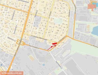 Билборд  в Днепр (Днепропетровск) ул. Осення - ул. Богдана Хмельницкого, на повороте на ул. Осеннюю схема