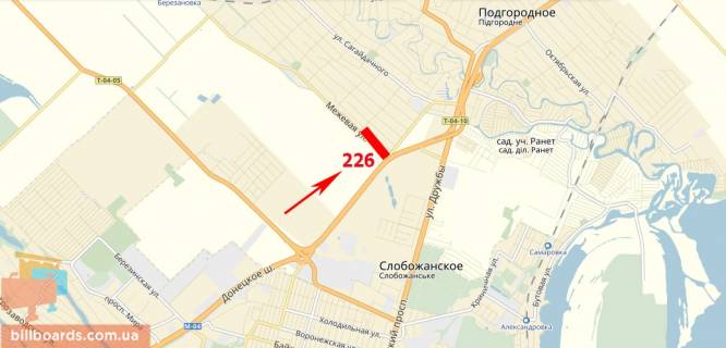 Билборд  в Днепр (Днепропетровск) Донецьке шосе, перед АЗС "Укртатнафта", р-н "Епіцентра", виїзд з міста, 222+000, справа схема
